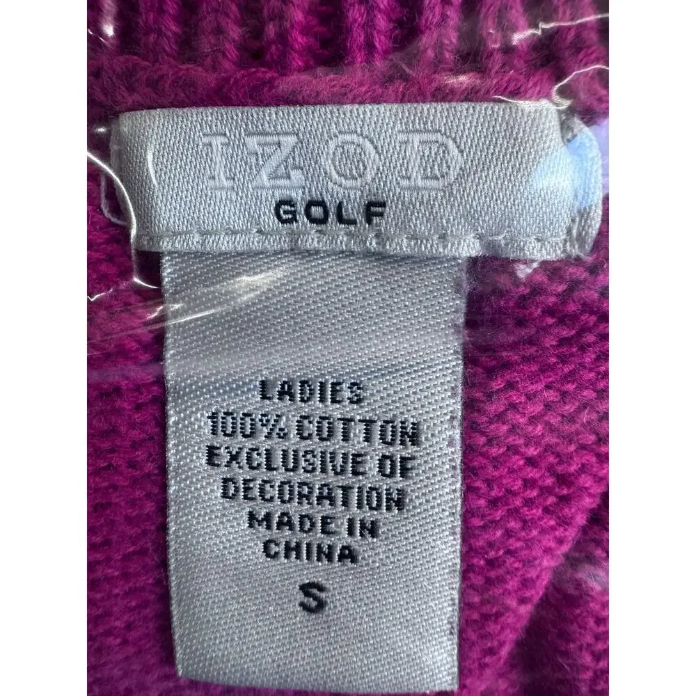 IZOD Golf Argyle V-Neck Sweater Pink Cotton Pullover Women’s Small Size S Preppy - Picture 5 of 5